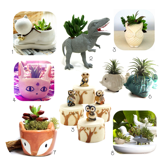 Cutest Ever Animal Planters These animal planters are so cute. There are kitty planters, owl planters, dino planters and more.