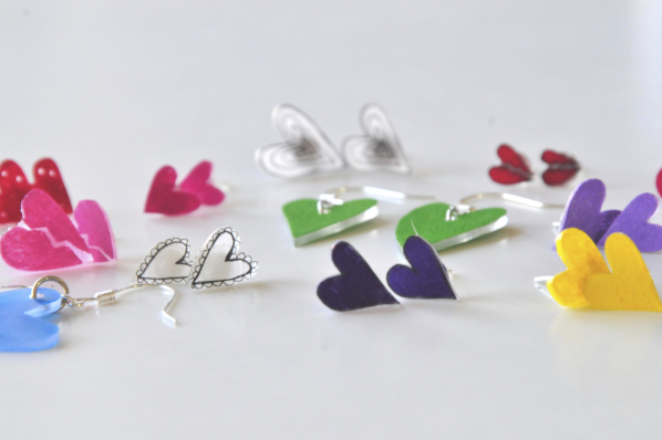 How to Make Heart Earrings | Rainbow Heart Earrings things to make with shrinky dinks | shrinky dink crafting
