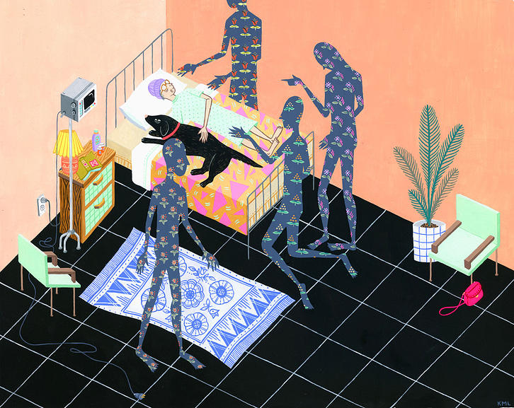 Aliens in Bedroom Illustration by Kristen M. Liu