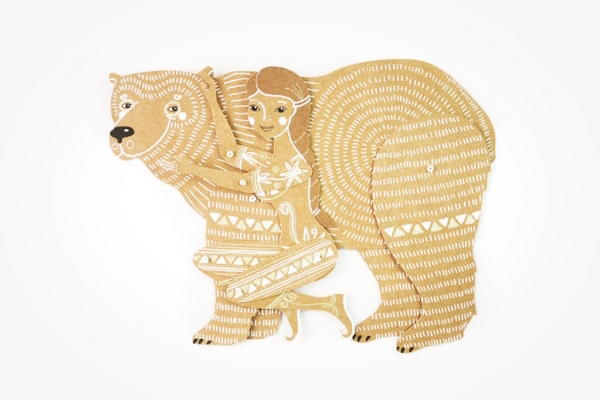 MD Paper Dolls | Bear and Woman Cut Paper by Maria Dubrovskaya