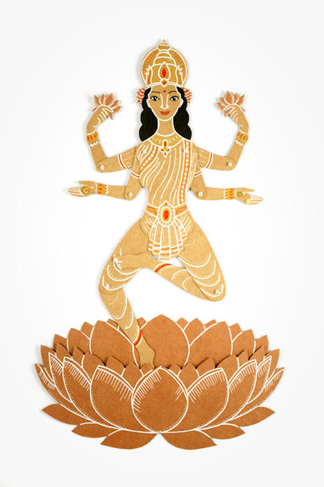 MD Paper Dolls | God with Lotus Paper Sculpture by Maria Dubrovskaya