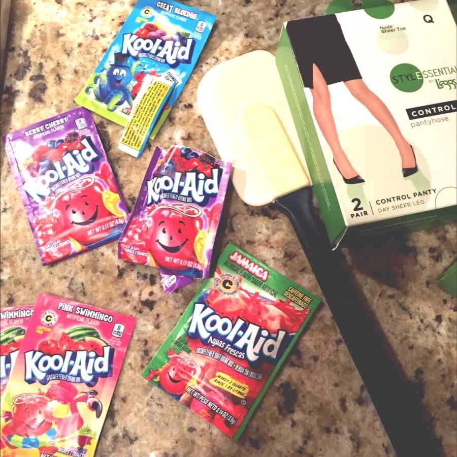 Supplies to Hand Dye Tights with Kool-Aid