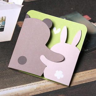 handmade greeting card - bear and bunny greeting card pop shop america