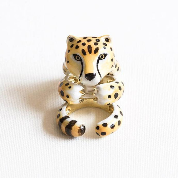 cheetah ring enamel rings shop on etsy