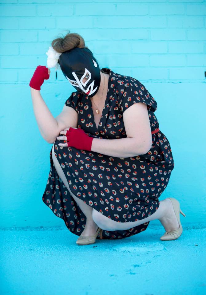 crouching lady luchador wrestling fashion photos