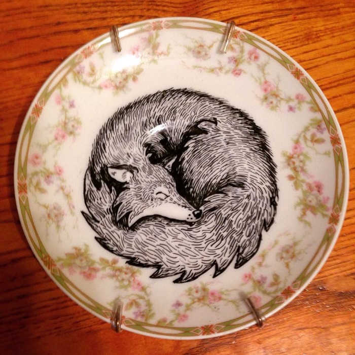 Fox Painting Etsy Art Handmade Plates by Kelly Kielsmeier