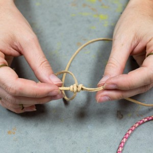 step 5 how to tie a leather knot how to make a leather bracelet