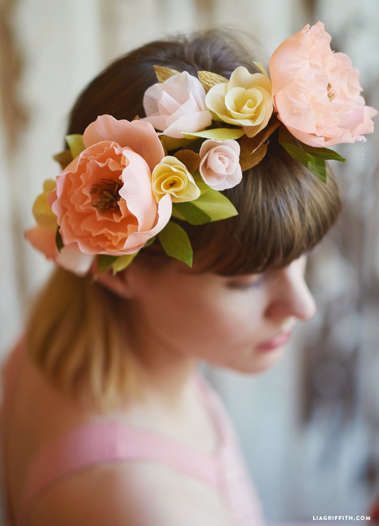 crepe paper flower crown diy by lia griffith