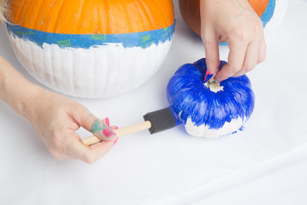 color blocked glitter pumpkins no carve pumpkin diys