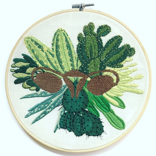 Jess_de_Wahls_Embroidery Art Cacti Ovaries