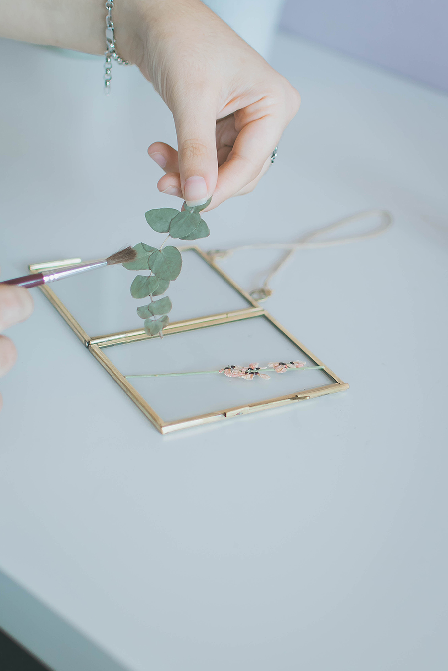 DIY Pressed Flower Frame Gluing Process