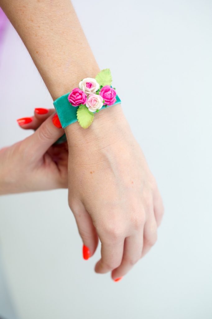 wearing-handmade-corsage-paper-flowers-diy