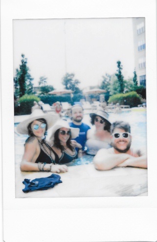 polaroid of friends at pool - instax mini 9 blogging tool