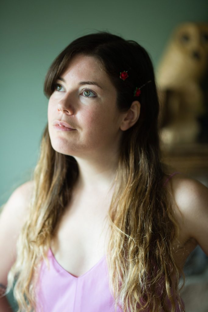 brittany bly wearing teeny tiny diy flower hair barrettes