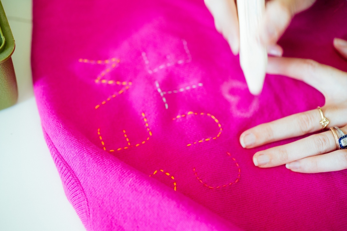 add an embroidered heart hand sewn embroidered sweater