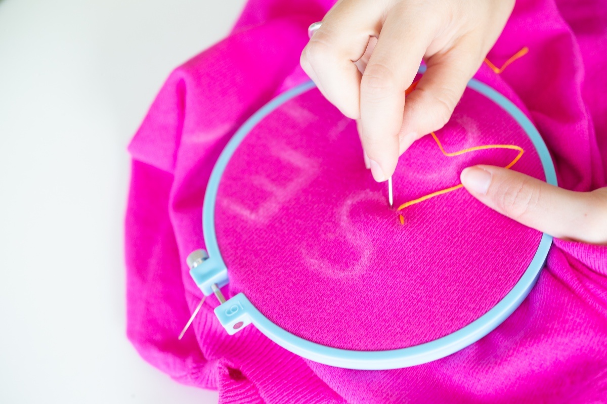 make small stitches with the embroidery floss hand sewn sweater