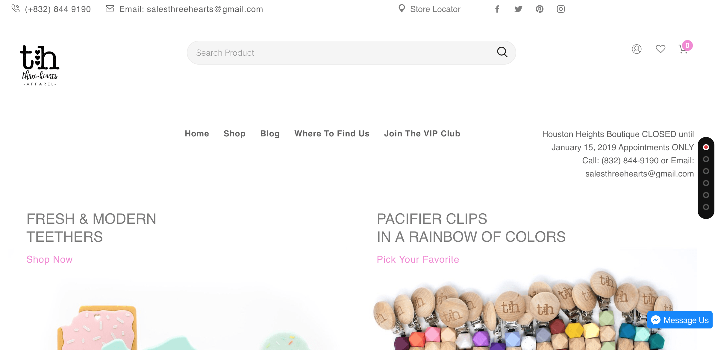 three hearts apparel baby boutique web design pop shop america
