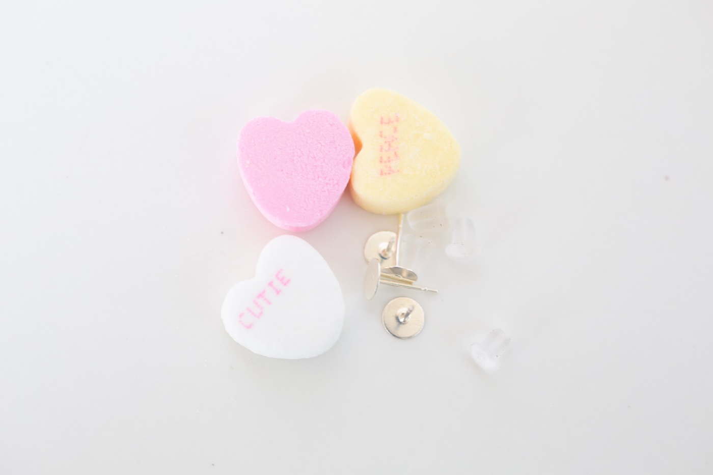 candy and earring blanks for diy conversation heart earrings jewelry