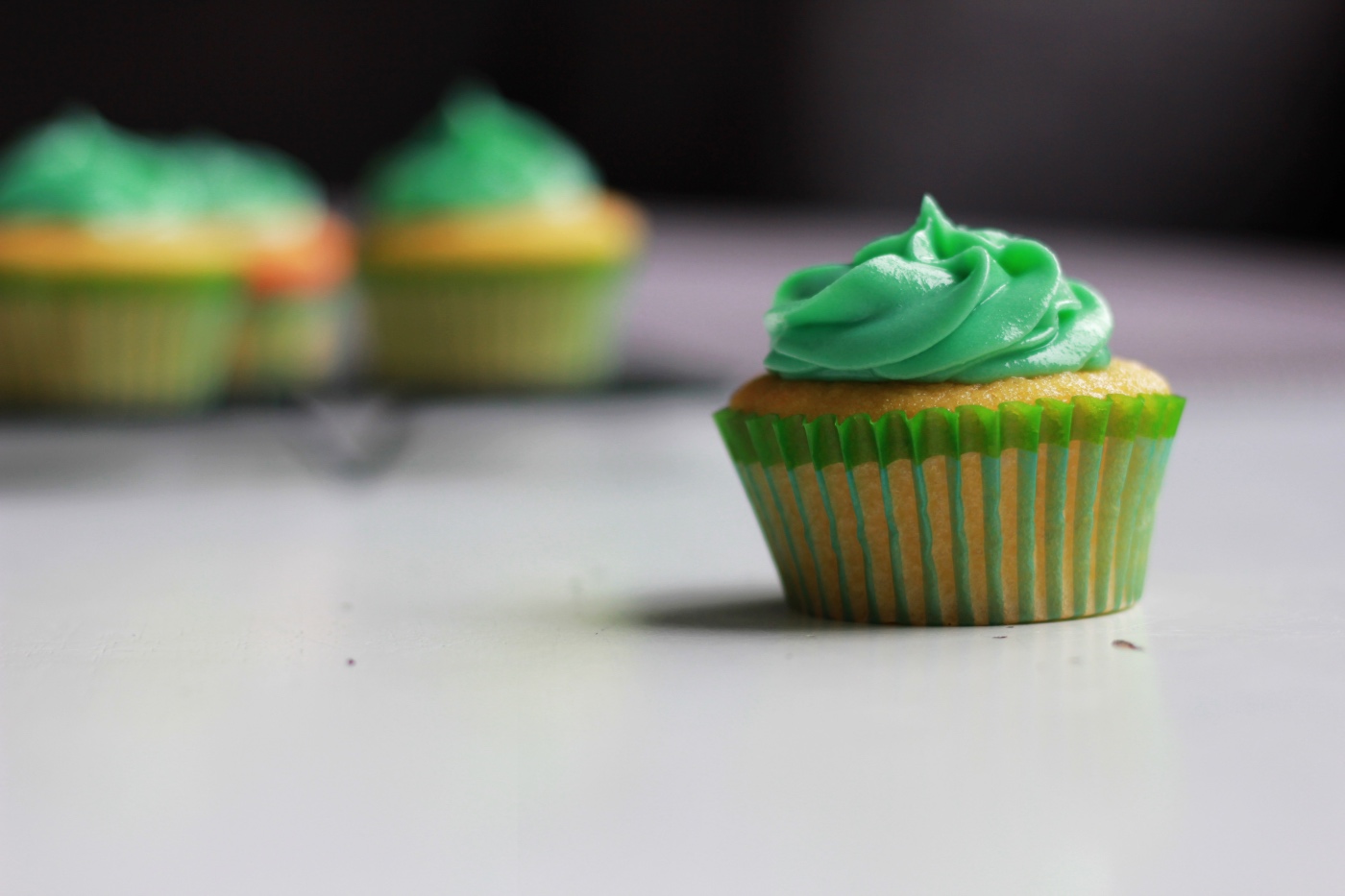 detail of green cupcakes buttermilk cupcakes for st. patricks day