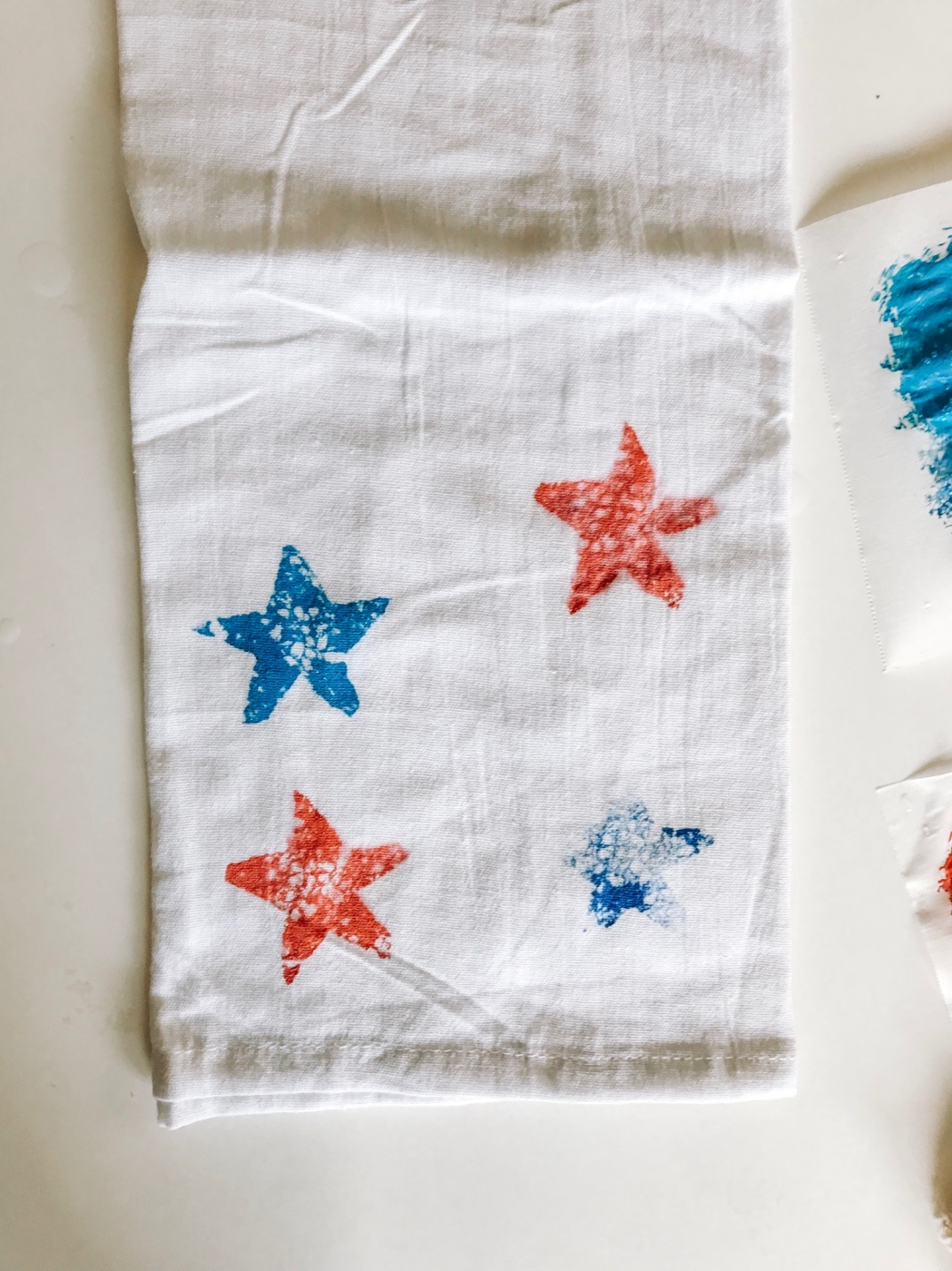acrylic paint stamped star tea towels pop shop america diy