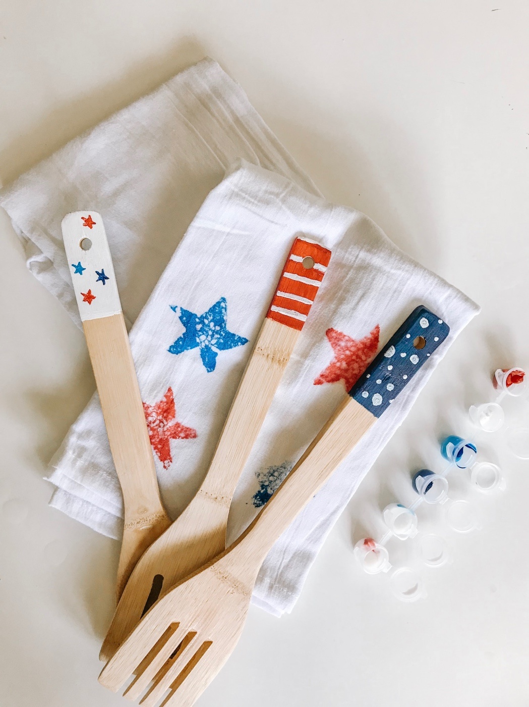 finished hand painted wooden spoons for 4th of july