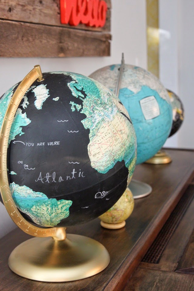 chalkboard painted globe by colors and crafts