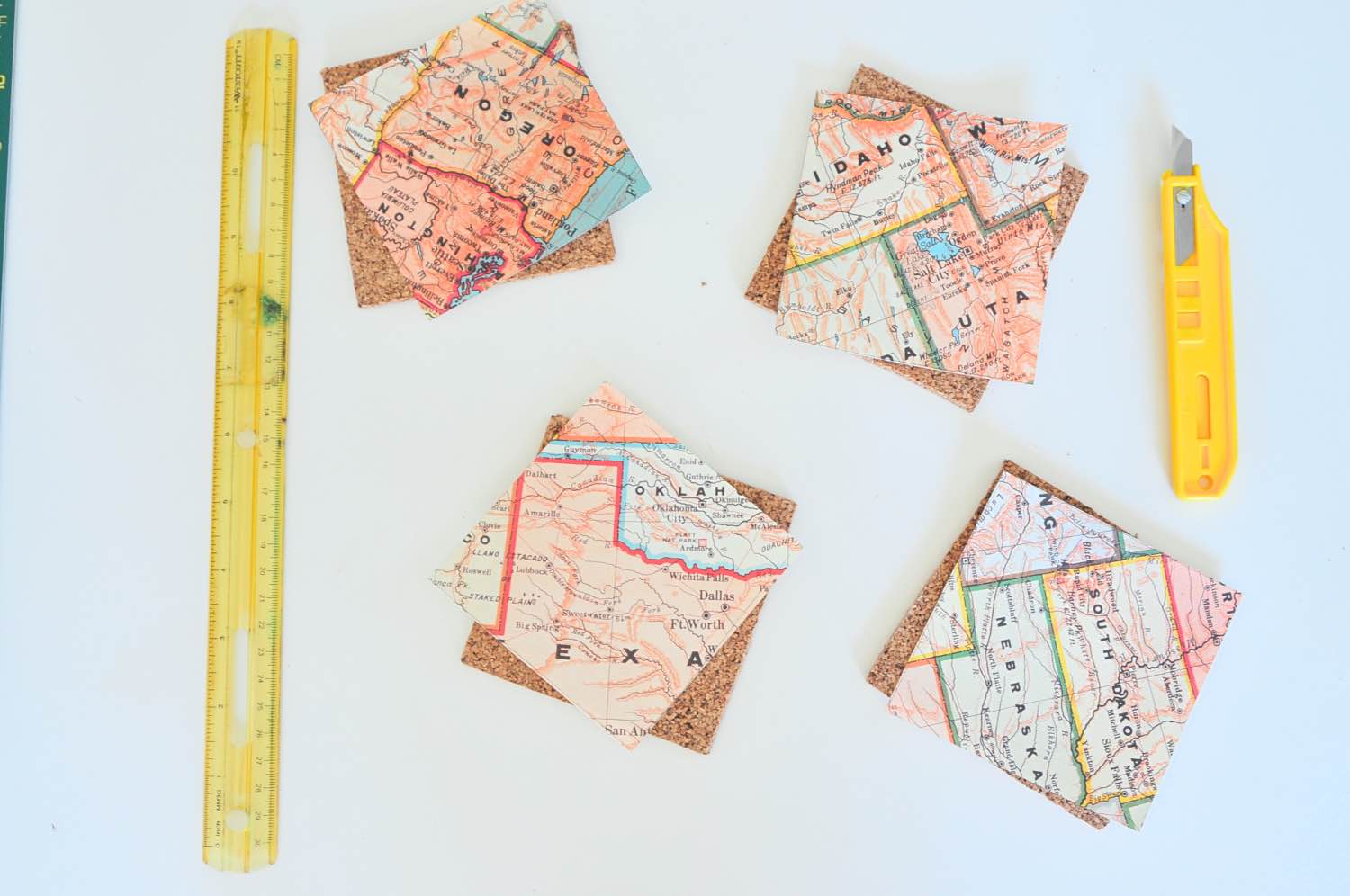 cut cork and cut paper diy map coasters pop shop america