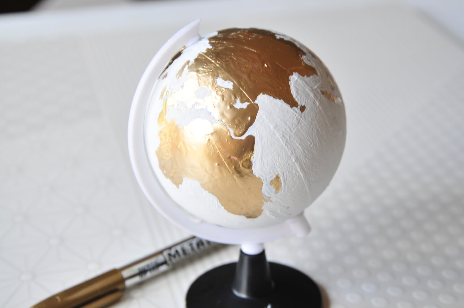finished chalkboard painted globe craft tutorial - subscription box