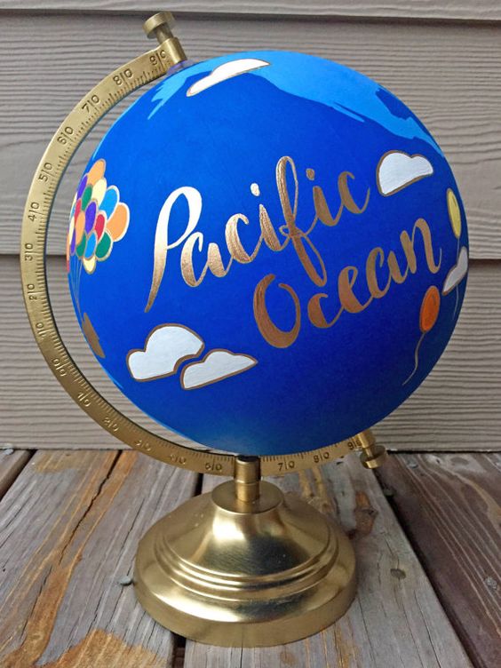 pacific ocean hand painted globe etsy