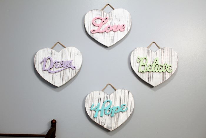 rustic wooden heart decor on wall 2