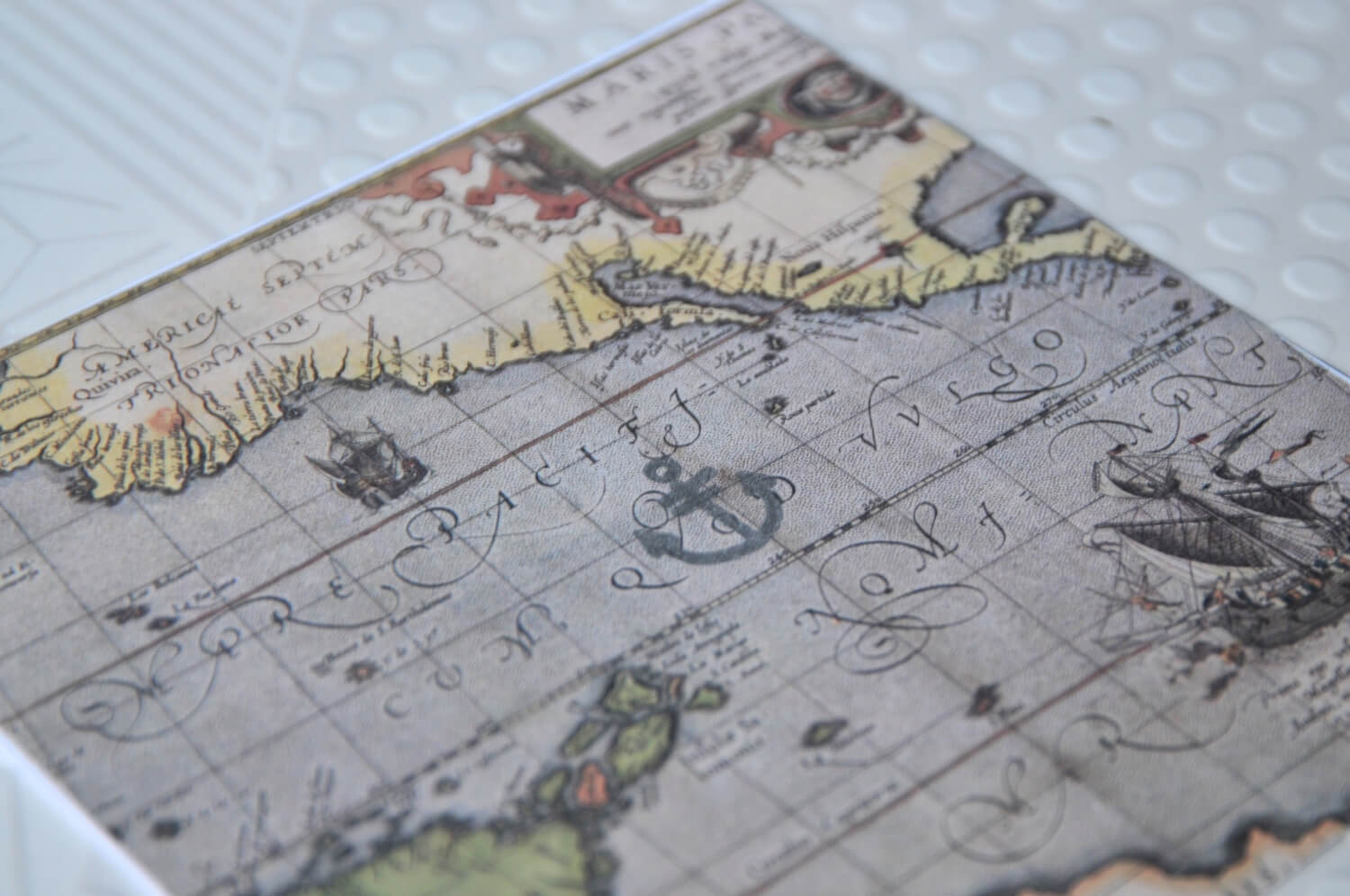 silver anchor postcard diy - map paper writing set
