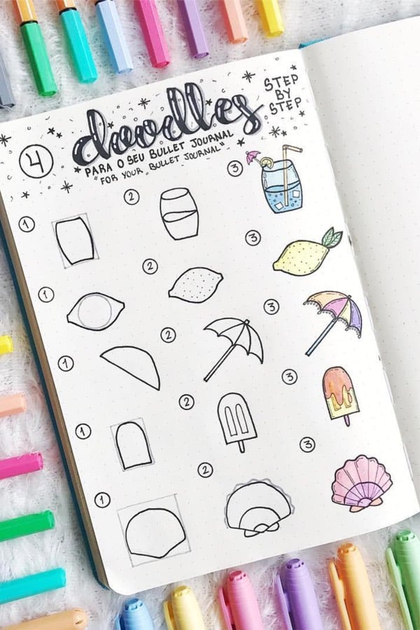 summer-doodles for a journal pop shop america