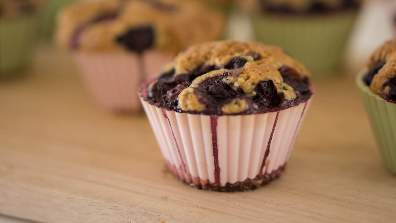 close up of blueberry cobbler muffins recipe homemade