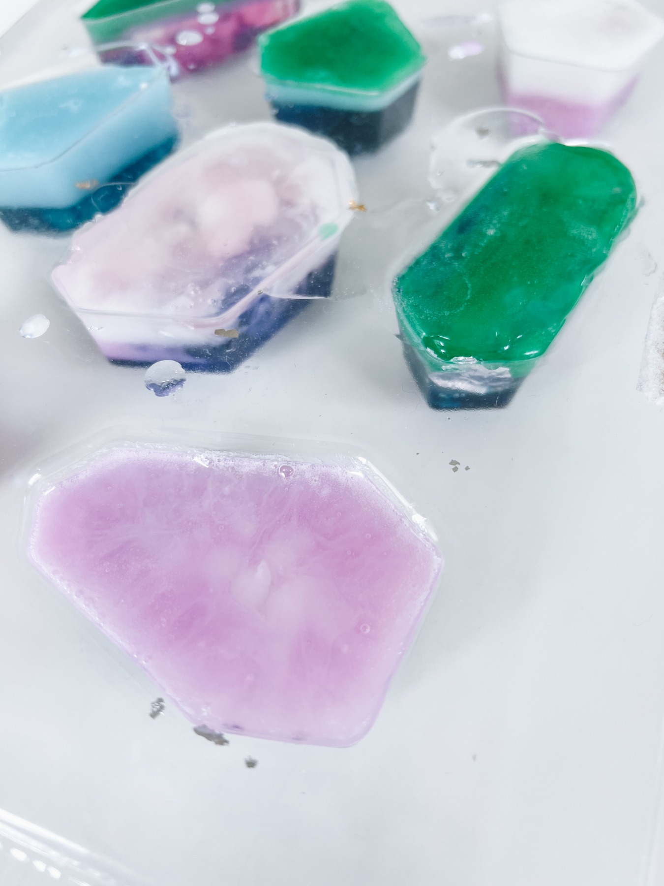 close up of melt and pour soap in the mold