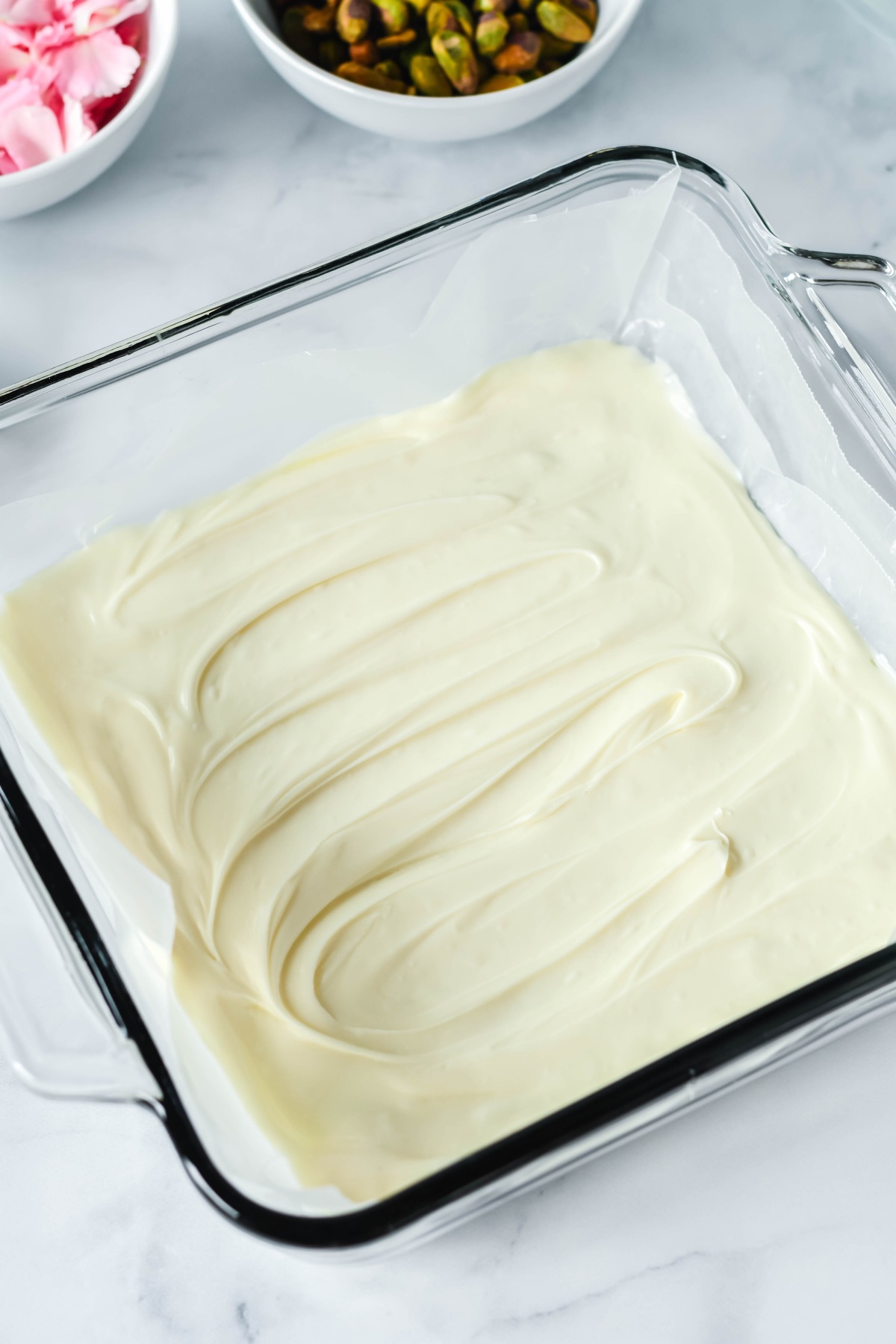 white chocolate in a pan to make bark