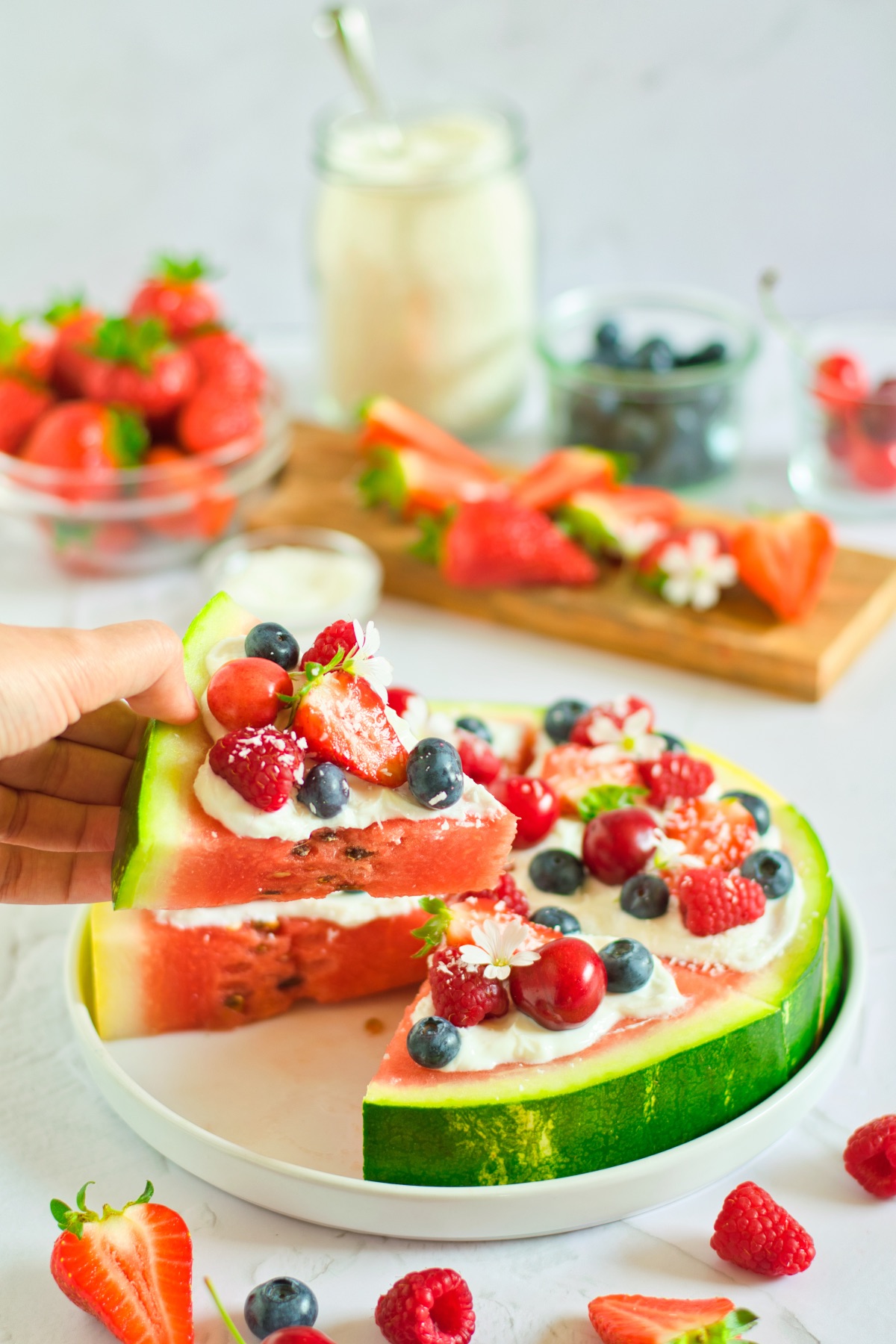 slices of fruit pizza with yogurt recipe