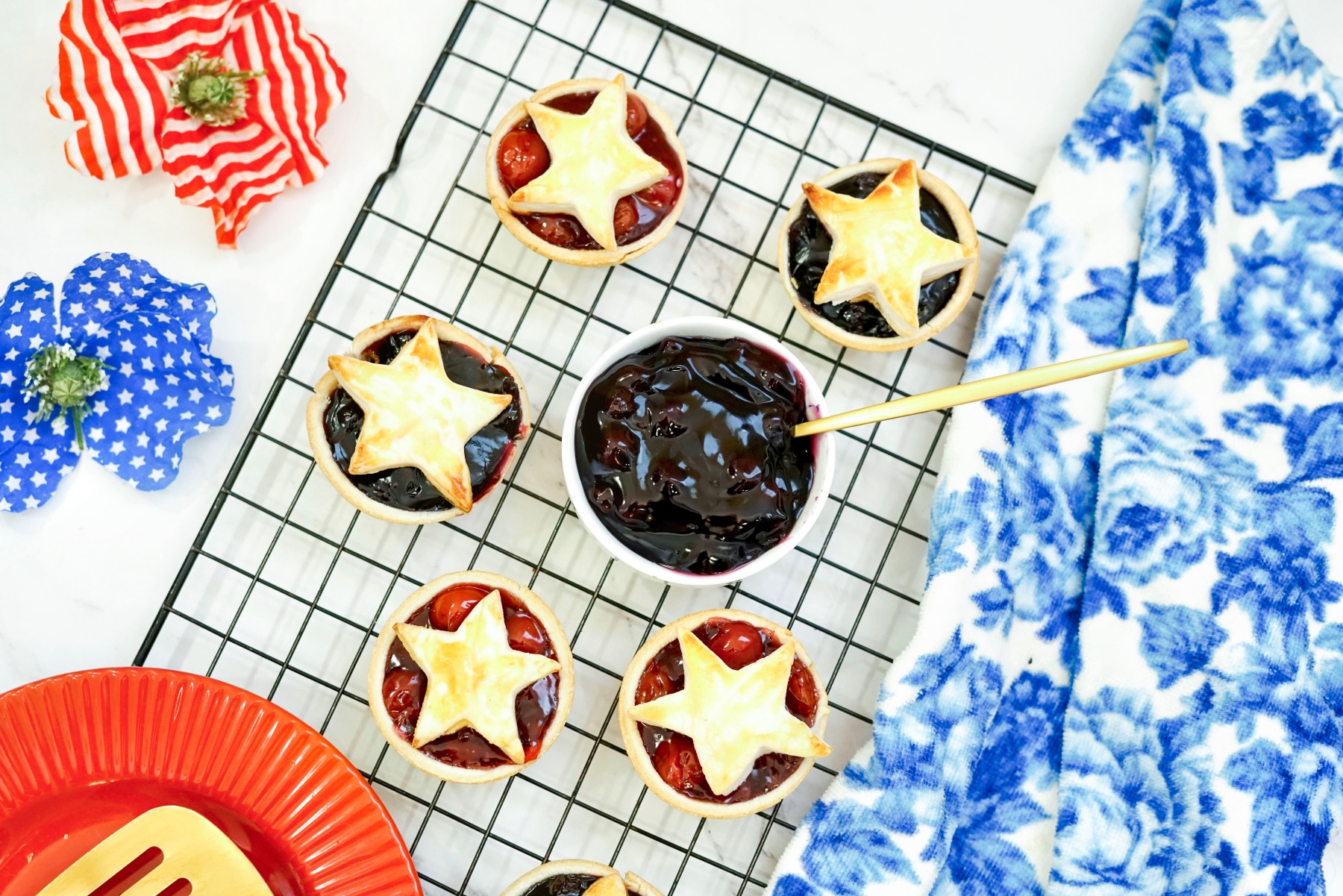 cherry and blueberry american flag pies recipe