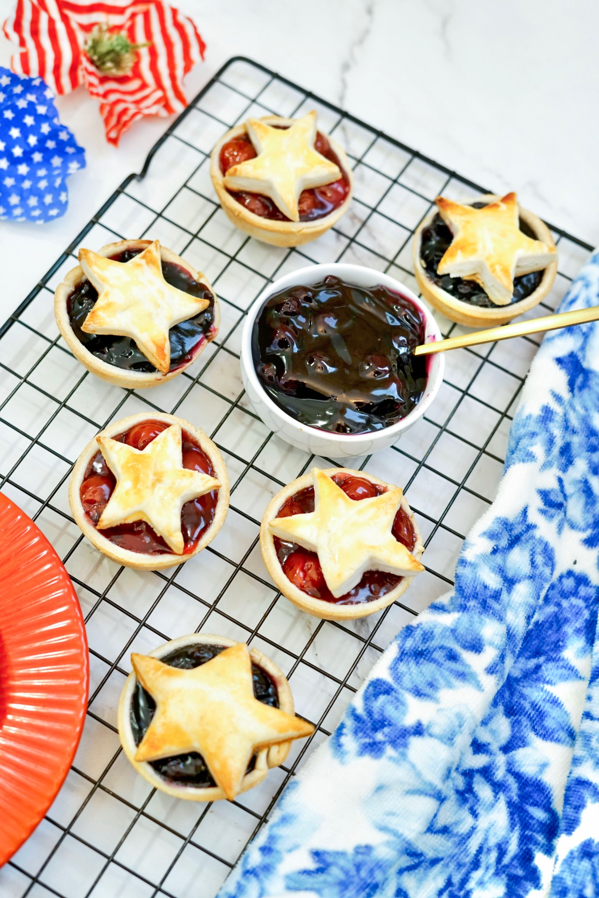 mini cherry and blueberry american flag pies recipe