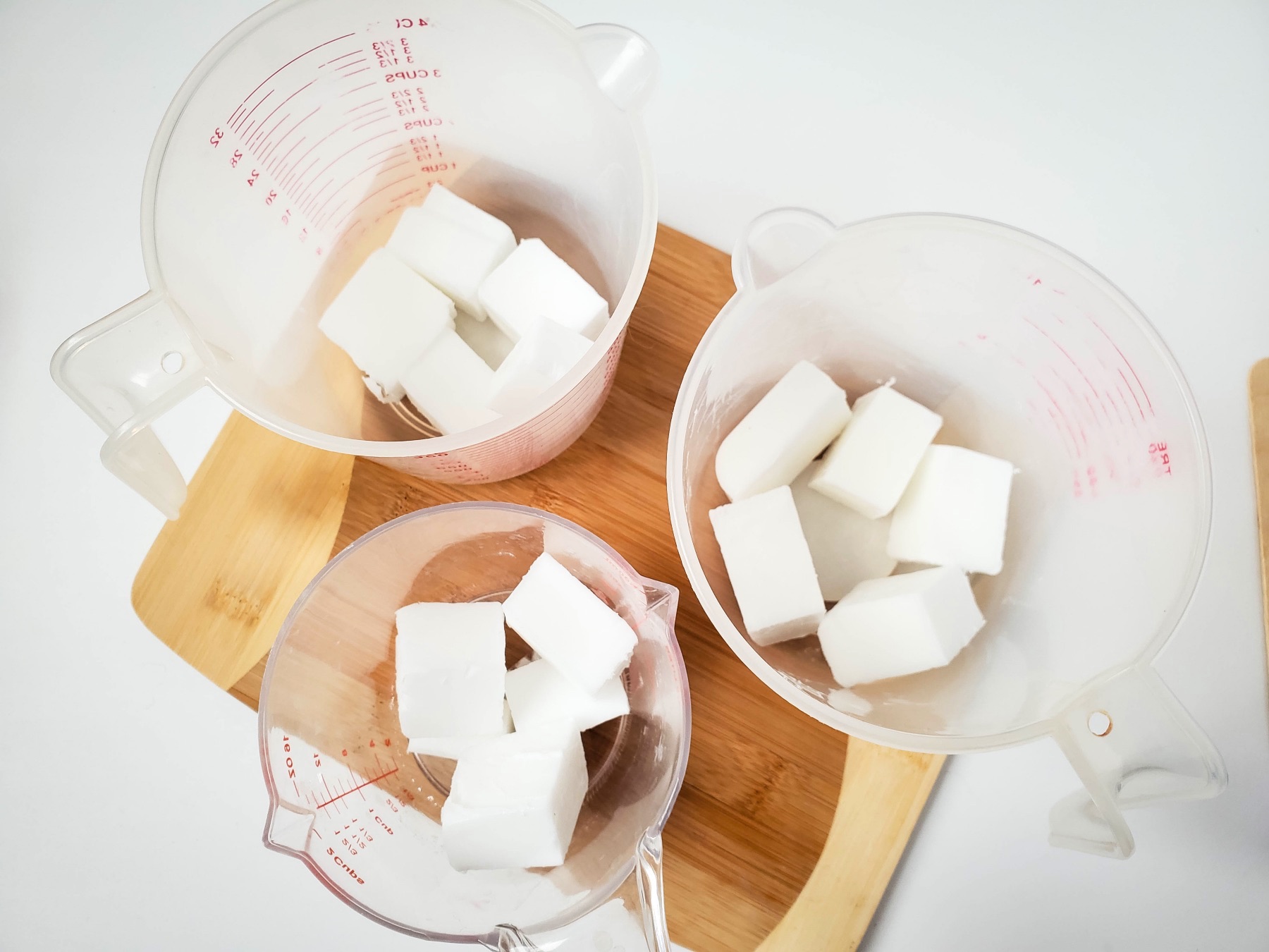make 3 containers of melt and pour soap