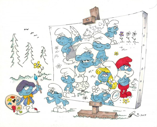 Painter Smurf Artwork by Gerard Baldwin | Smurfs Animator Gerard Baldwin