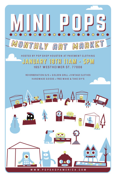 Mini Pops Monthly Art Market Poster January 2015 by Blake Jones Artist