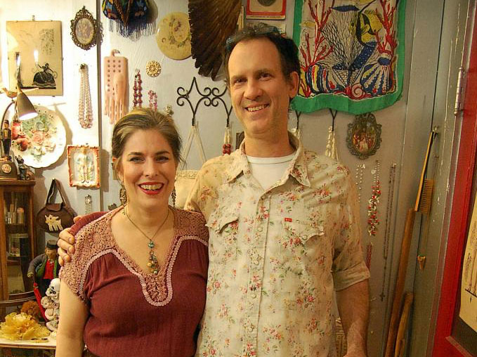Laura and Mike Owners of The Place Upstairs Oddities Shop Antiques Houston