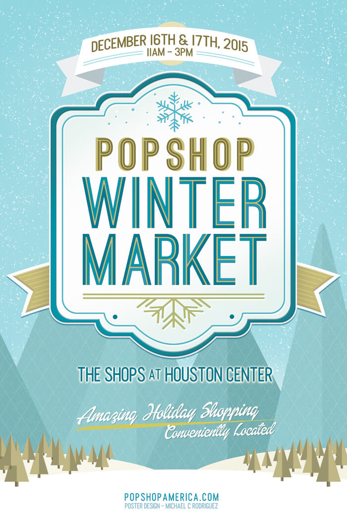 pop shop winter market poster | craft fairs houston | houston shopping events | holiday events downtown houston