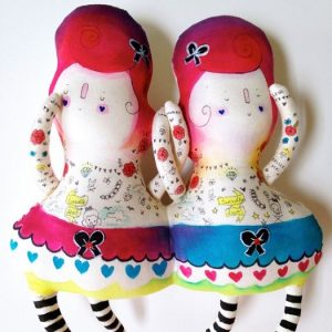 Alice in wonderland Handmade Plush Toys Tweedledee and Tweedledum
