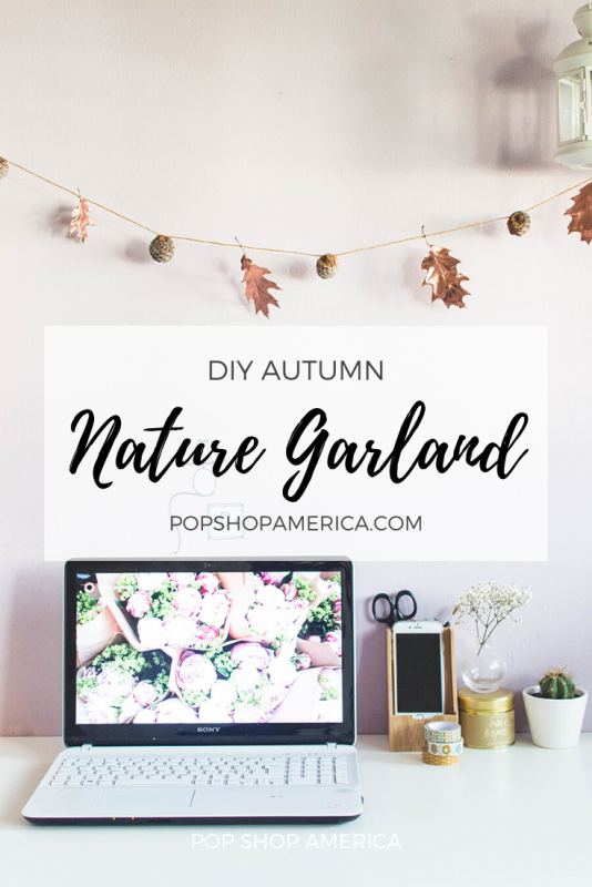 diy autumn nature garland with copper leaves