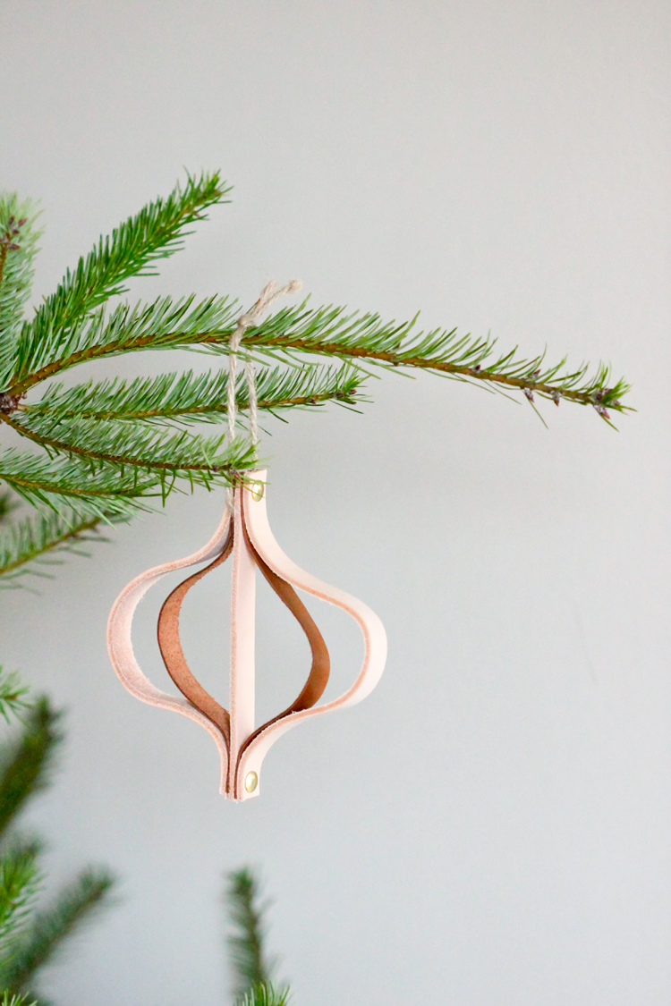 leather holiday ornament diy