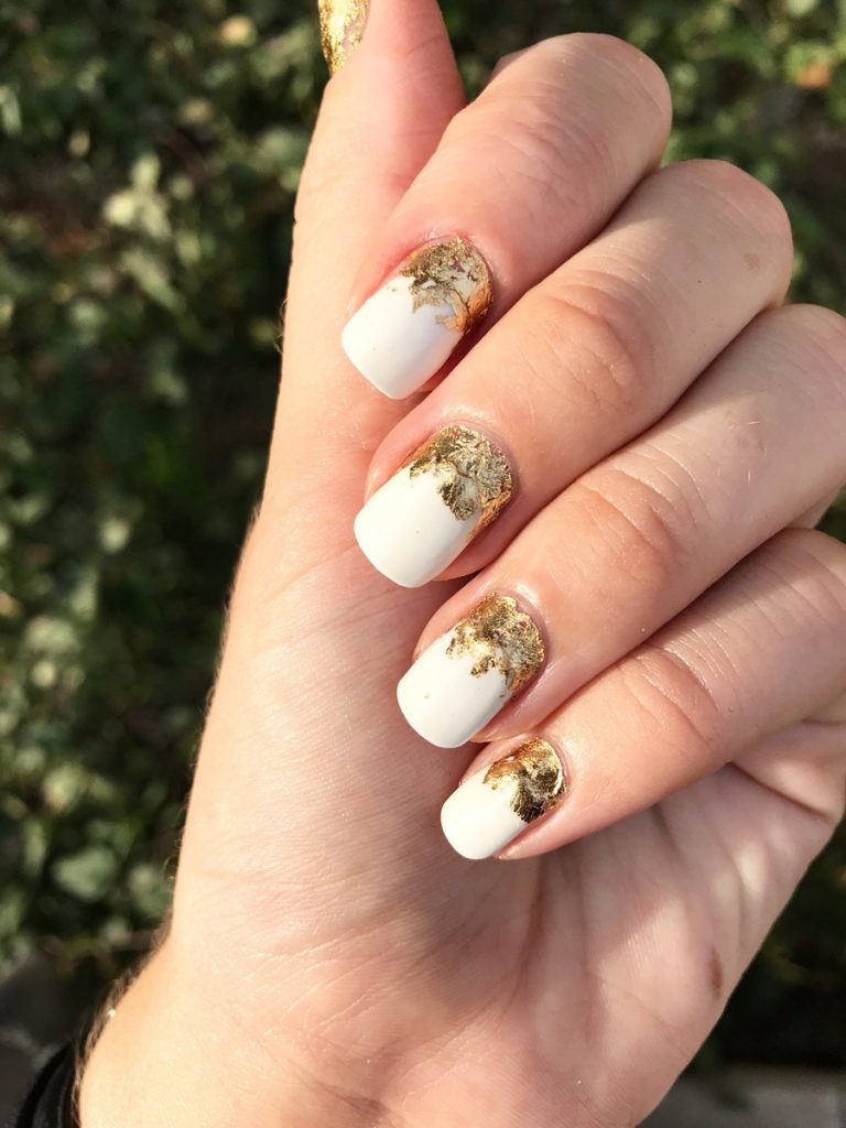 DIY Gold Leaf Manicure For Grown Out Shellac