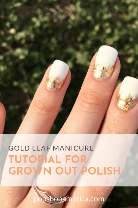 gold leaf manicure tutorial for grown out polish