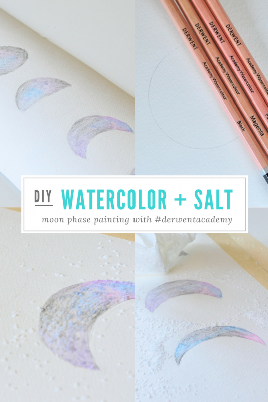 diy watercolor salt moon phase painting with derwent academy