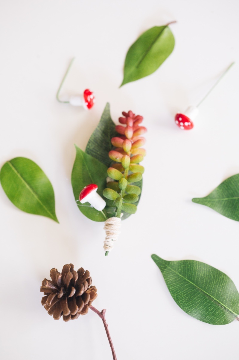 finished flatlay how to make a succulent boutonniere diy